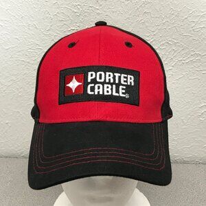 Porter Cable Hat Cap Mens One Size Strap Back Red Black Embroidered Logo Casual